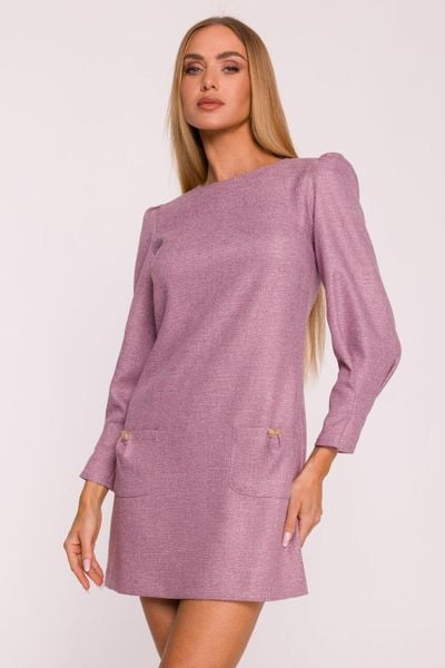 Elegancka sukienka tweedowa trapezowa mini różowa. Czerwone sukienki damskie MOE, do pracy, l, bez wzorów, z dzianiny, biznesowe, bez kołnierzyka, bez ramiączek, mini, dopasowane. Za 349.00 zł.