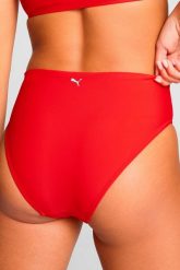 Dół od bikini z wysokim stanem, czerwony. Czerwone bikini damskie Puma, s, bez wzorów. Za 177.90 zł.