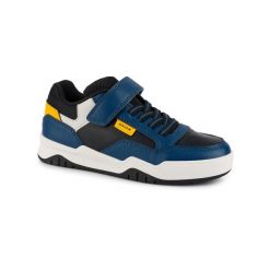 Buty dziecięce sportowe sneakersy dla chłopca ekoskóra na rzep respira GEOX PERT. Czarne trampki i tenisówki chłopięce Geox, bez wzorów, sportowe, bez zapięcia. Za 145.00 zł.