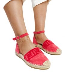 Ciemnoróżowe espadryle z ozdobnym wyszyciem Sonja. Czerwone sandały damskie bez wzorów, bez obcasa, na płaskiej podeszwie, bez zapięcia. Za 78.15 zł.