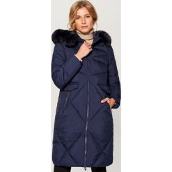 Płaszcz z kapturem - Granatowy. Niebieskie płaszcze damskie Mohito. Za 299.99 zł.
