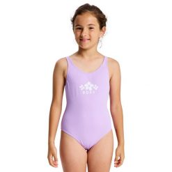 Jednoczęściowy strój kąpielowy dla Dziewczynki SOLID ACTIVE. Fioletowe stroje kąpielowe dla dziewczynek Roxy, bez wzorów, z elastanu. Za 169.99 zł.