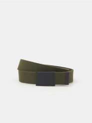 Pasek - khaki. Brązowe paski damskie Sinsay, bez wzorów, z materiału. W wyprzedaży za 6.99 zł.