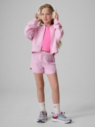 4F Spodenki dresowe dziewczęce - różowe 164 (13-14 lat). Czerwone spodenki dla dziewczynek 4f, bez wzorów, z dresówki. Za 59.99 zł.