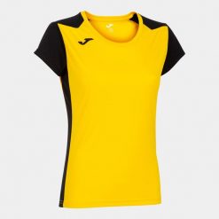 Koszulka do biegania damska Joma Record II. Czarne koszulki sportowe damskie Joma, xl, z aplikacjami, z materiału, bez kołnierzyka, bez ramiączek, do biegania. Za 154.00 zł.
