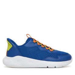 Sneakersy Geox. Niebieskie trampki i tenisówki chłopięce Geox, bez wzorów, bez zapięcia. Za 229.99 zł.
