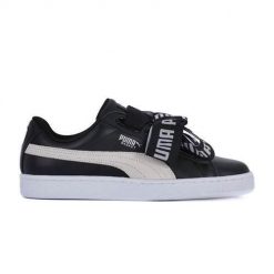 Buty do chodzenia damskie Puma Basket Heart Safari DE. Czarne obuwie sportowe damskie Puma, bez wzorów, z materiału, trekkingowe. Za 186.00 zł.