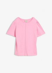 T-shirt z czystej bawełny. Żółte bluzki damskie bonprix, bez wzorów, z bawełny, bez kołnierzyka. Za 49.99 zł.