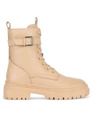 Lasocki Trzewiki WI16-14097-06 Beżowy. Brązowe botki damskie Lasocki, ze skóry, bez obcasa, na płaskiej podeszwie, bez zapięcia. Za 269.99 zł.