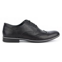 Olivier Buty wizytowe skórzane Brogsy 306GT czarne. Czarne eleganckie półbuty ze skóry, biznesowe, bez zapięcia. Za 319.69 zł.