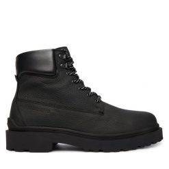 Trzewiki Tommy Jeans. Czarne botki męskie Tommy Jeans, bez wzorów, z jeansu, bez zapięcia. Za 599.99 zł.