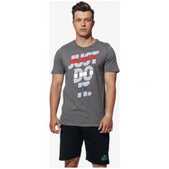 Nike Koszulka Ss M Nsw Jdi Jdi Stack 1 , szary, rozmiar XL. Szare koszulki sportowe męskie Nike, m, bez wzorów, z bawełny, bez kołnierzyka, bez ramiączek, climacool (adidas). W wyprzedaży za 59.99 zł.