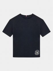 Tommy Hilfiger T-Shirt Crest Logo KB0KB08675 D Granatowy Regular Fit. Niebieskie t-shirty dla chłopców Tommy Hilfiger, bez wzorów, z bawełny, bez ramiączek. Za 99.99 zł.