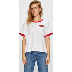 Levi's - Top. Brązowe topy damskie Levi's, z bawełny, z okrągłym kołnierzem, bez rękawów. W wyprzedaży za 69.90 zł.