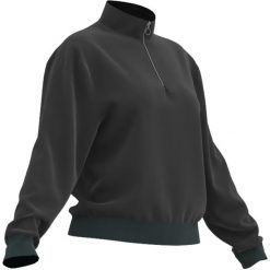 Bluza damska Domyos fitness. Czarne bluzy sportowe damskie DOMYOS, l, bez wzorów, z elastanu, bez kaptura, na fitness i siłownię. Za 69.99 zł.