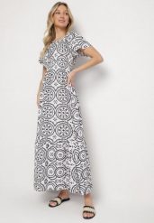 Czarno-Biała Rozkloszowana Sukienka z Bawełną i Abstrakcyjnym Wzorem Ldivoria. Czarne sukienki damskie Born2be, na imprezę, m, bez wzorów, z bawełny, eleganckie, bez kołnierzyka, bez ramiączek, maxi, rozkloszowane. Za 64.99 zł.