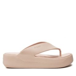 Japonki Crocs. Brązowe klapki damskie Crocs, bez wzorów, bez obcasa. Za 129.99 zł.