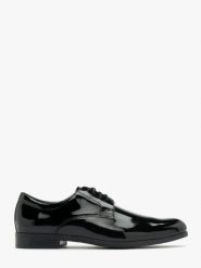 Czarne lakierowane półbuty męskie. Czarne eleganckie półbuty Ryłko, z lakierowanej skóry, eleganckie, bez zapięcia. Za 399.99 zł.