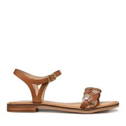 Sandały Geox. Brązowe sandały damskie Geox, bez wzorów, bez obcasa, na płaskiej podeszwie, bez zapięcia. Za 399.99 zł.