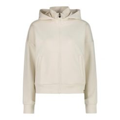 Bluza z kapturem z wysokim, prążkowanym kołnierzem dla kobiet CMP. Białe bluzy damskie CMP, bez wzorów, prążkowane, z kapturem. Za 389.00 zł.
