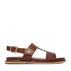 Sandały U.S. Polo Assn. Brązowe sandały damskie U.S. Polo Assn., bez wzorów, bez obcasa, na płaskiej podeszwie, bez zapięcia. Za 299.99 zł.