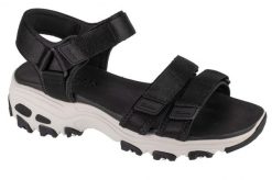Sandały SKECHERS 31514S Czarny. Czarne sandały damskie Skechers, bez wzorów, z tkaniny, bez obcasa, bez zapięcia. Za 261.99 zł.
