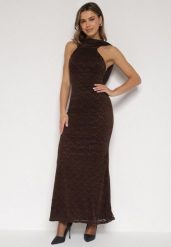 Brązowa Asymetryczna Sukienka z Falbaną Nawedina. Brązowe sukienki damskie Born2be, l, bez wzorów, z poliesteru, wizytowe, z asymetrycznym kołnierzem, bez ramiączek, asymetryczne. Za 179.99 zł.