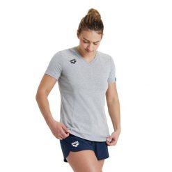 Koszulka damska Arena Team T-Shirt Panel. Szare koszulki sportowe damskie Arena, s, bez wzorów, z bawełny, bez kołnierzyka, bez ramiączek, do biegania. Za 99.00 zł.