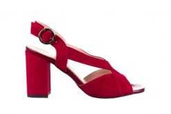 Sandały Bayla-056 9205-1432 Burgund Zamsz, Skóra naturalna - 35. Czerwone sandały damskie Bayla, bez wzorów, ze skóry, bez obcasa, na słupku, bez zapięcia. W wyprzedaży za 134.10 zł.