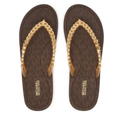 Japonki MICHAEL Michael Kors. Brązowe klapki damskie MICHAEL Michael Kors, bez wzorów, bez obcasa. Za 299.99 zł.