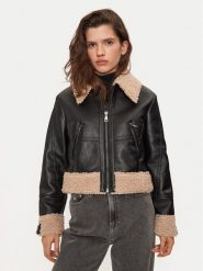 Sisley Kurtka z imitacji skóry 2YJVLN04W Czarny Regular Fit. Czarne kurtki damskie Sisley, bez wzorów, ze skóry, bez kaptura. Za 519.99 zł.