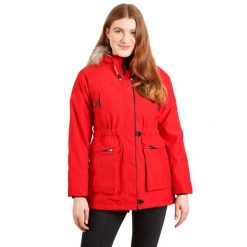 Parka Damska Wodoodporna. Czerwone parki damskie Trespass, m, bez wzorów, z futra, z kapturem. Za 921.99 zł.