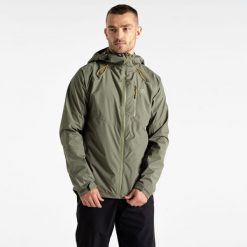 Męska wodoodporna kurtka Breathe Out. Zielone kurtki sportowe męskie Dare 2b, m, bez wzorów, z tkaniny, trekkingowe. W wyprzedaży za 449.99 zł.