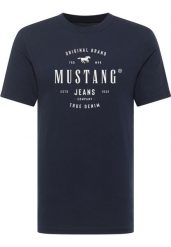 Męski T-Shirt Mustang Style Alex Dark Sapphire 1018004 4136. Niebieskie t-shirty męskie Mustang, m, bez wzorów, bez kołnierzyka. Za 79.99 zł.