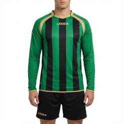 Męska Kurtka Treningowa do Biegania KIT RIAD ML Zielono-Czarna. Czarne kurtki męskie Legea, m, bez wzorów, z bawełny, sportowe, z kapturem. Za 80.00 zł.