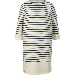 Sukienka dresowa z rękawami 3/4. Białe sukienki damskie bonprix, bez wzorów, z dresówki, bez kołnierzyka, bez ramiączek. Za 129.99 zł.