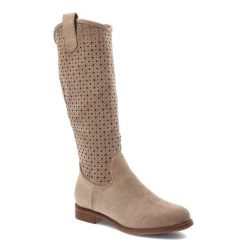 Kozaki damskie S.Barski o wysokim fasonie z ażurową cholewką i niskim stabilnym obcasem beżowe, HY62-8144 Beige. Brązowe kozaki damskie S.BARSKI, z jeansu, przed kolano, bez obcasa, na obcasie. Za 209.00 zł.