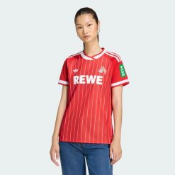 Koszulka piłkarska FC Koeln Trefoil. Białe koszulki sportowe damskie Adidas, l, bez wzorów, z materiału, bez kołnierzyka, bez ramiączek, do piłki nożnej. Za 439.00 zł.