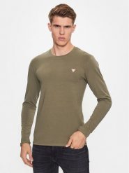 Guess Longsleeve M2YI28 J1314 Zielony Slim Fit. Zielone bluzki z długim rękawem męskie Guess, m, z aplikacjami, z bawełny, bez kołnierzyka. Za 129.99 zł.