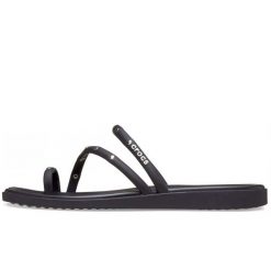 Sandały Crocs Z Pętelką Na Palec I Ćwiekami Damskie. Czarne sandały damskie Crocs, bez wzorów, z materiału, bez obcasa, bez zapięcia. Za 292.99 zł.
