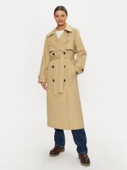 Tommy Jeans Trencz DW0DW20280 Beżowy Regular Fit. Brązowe płaszcze damskie Tommy Jeans, xl, bez wzorów, z bawełny, bez kaptura. Za 1,039.00 zł.