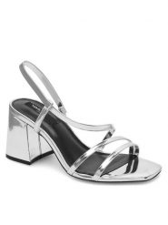 Nine West Sandały WFA2642-1 Srebrny. Szare klapki damskie Nine West, bez wzorów, z syntetyku, bez obcasa, na słupku, bez zapięcia. Za 199.99 zł.