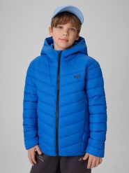 4F Kurtka z wypełnieniem syntetycznym chłopięca - niebieska 128 (7-8 lat). Niebieskie kurtki i płaszcze dla chłopców 4f, na zimę, bez wzorów, z syntetyku, bez kaptura. Za 159.99 zł.