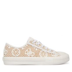 Trampki Guess. Białe trampki i tenisówki damskie Guess, z aplikacjami, bez zapięcia. Za 419.99 zł.
