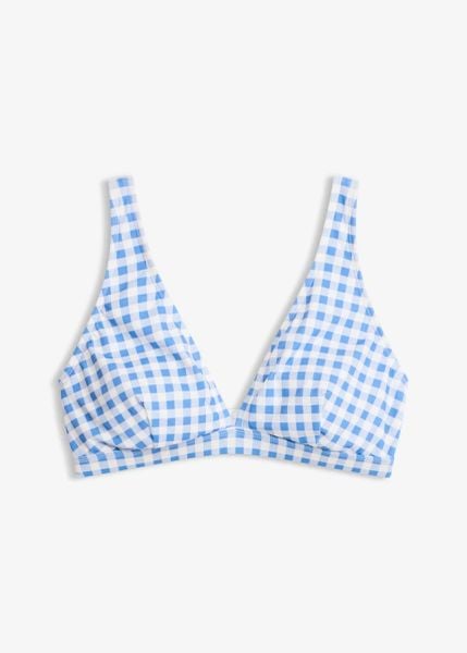 Biustonosz bikini ze wzorem w kratę. Białe bikini damskie bonprix, bez wzorów. Za 54.99 zł.