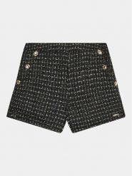 Guess Szorty materiałowe J3BD02 WFRF0 Czarny Regular Fit. Czarne spodenki dla dziewczynek Guess, z aplikacjami, z materiału. Za 199.99 zł.