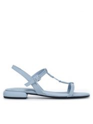 Gino Rossi Sandały CHRISTIE-24351 Błękitny. Niebieskie klapki damskie Gino Rossi, bez wzorów, z syntetyku, bez obcasa, na płaskiej podeszwie, bez zapięcia. Za 159.99 zł.