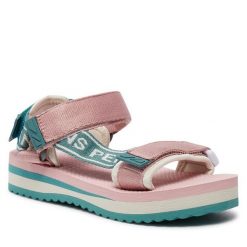 Sandały Pepe Jeans. Czerwone sandały dziewczęce Pepe Jeans, z jeansu, bez zapięcia. Za 119.99 zł.