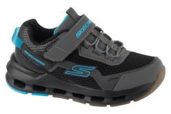 Buty sportowe Sneakersy chłopięce, Glide-Step Plus-Flux Blast. Szare trampki i tenisówki chłopięce Skechers, bez wzorów, z materiału, sportowe, przed kostkę, bez zapięcia. Za 229.99 zł.