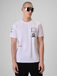 4F T-shirt regular z nadrukiem męski - biały XXL. Białe t-shirty męskie 4f, m, bez wzorów, z bawełny, klasyczne, bez kołnierzyka. Za 79.99 zł.
